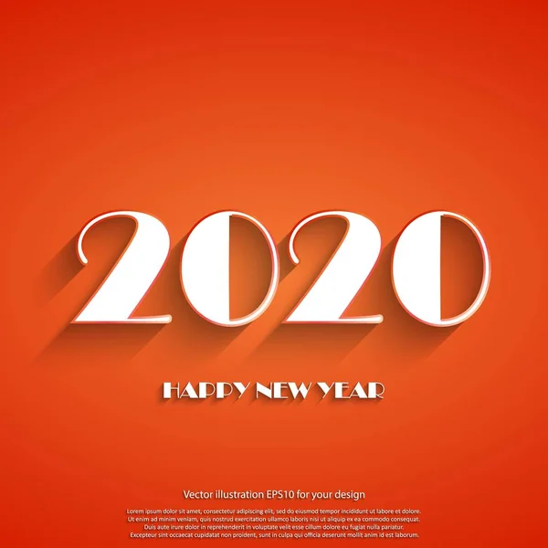 Feliz Año Nuevo 2020 texto blanco sobre fondo rojo. Tarjeta de vacaciones de plantilla. Cartel de saludos de invierno. Ilustración vectorial eps10 — Vector de stock