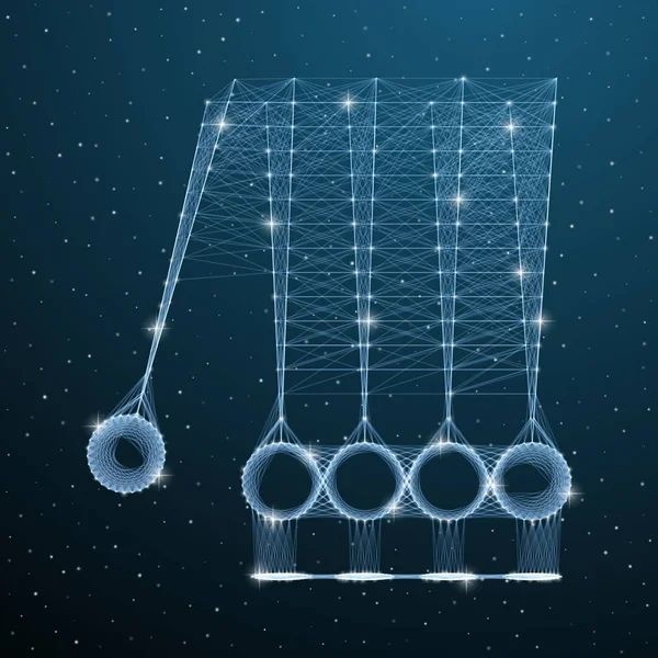 Wielokątne kulki Newtonów. Wektor niski poli ilustracja — Wektor stockowy