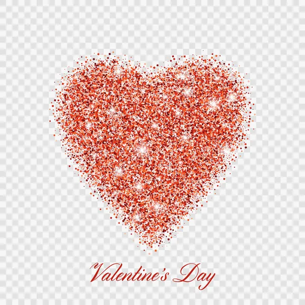 Valentine day red glitter shiny heart. Vector illustration love heart symbol — 스톡 벡터