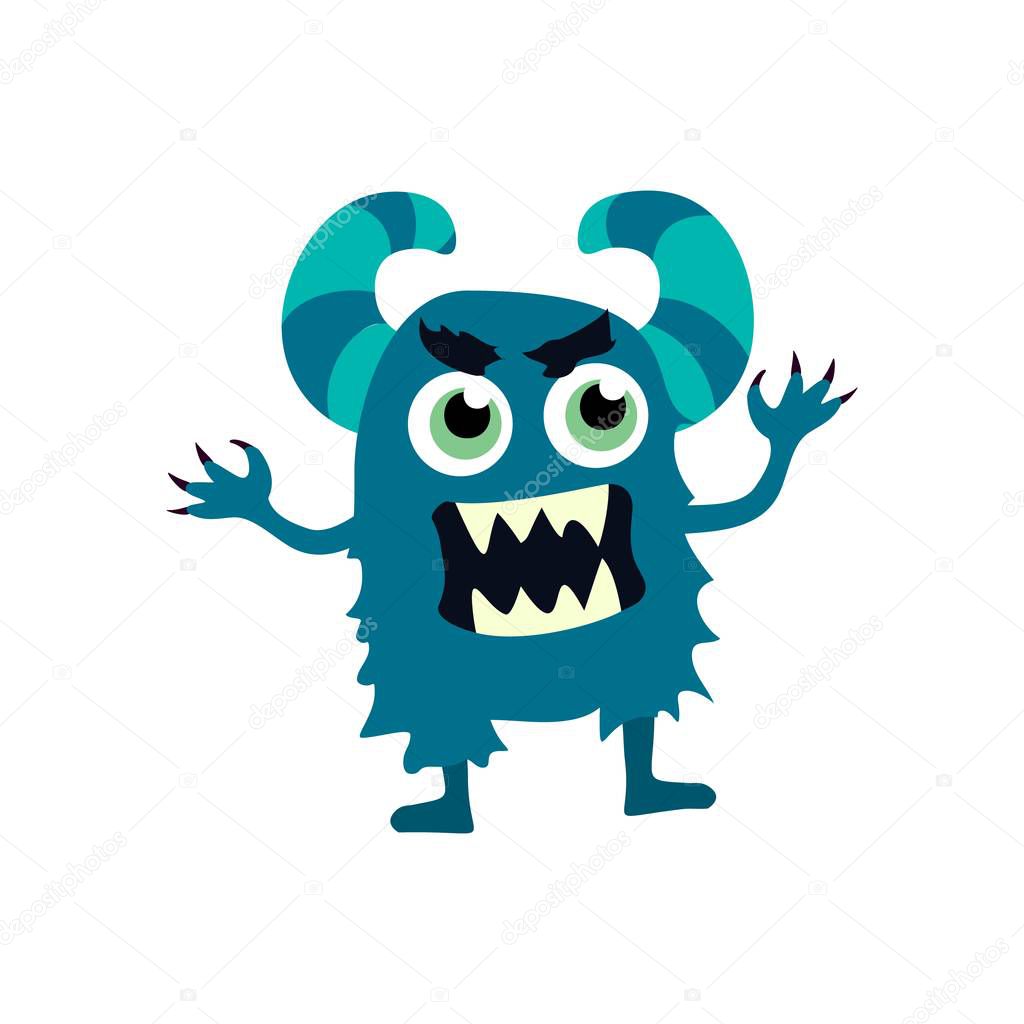 Cartoon flat monsters icon. Colorful kids toy cute monster. Vector