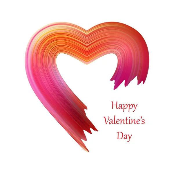 San Valentino cuore forma di spazzola liquida. Colore valentino flusso di vernice isolato su bianco. Illustrazione grafica vettoriale — Vettoriale Stock