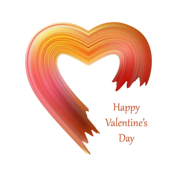 San Valentín corazón forma de cepillo líquido. Color San Valentín flujo de pintura aislado en blanco. ilustración gráfica vectorial — Vector de stock