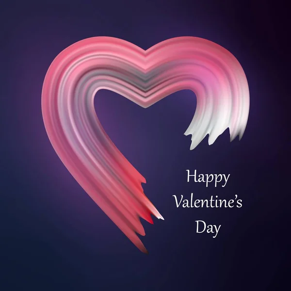 Feliz San Valentín corazón forma de cepillo líquido. Flujo de pintura de San Valentín de color. ilustración gráfica vectorial — Vector de stock