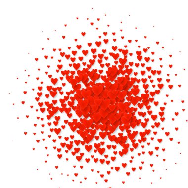 Sevgililer Günü kalp arabası. Beyaz üzerine izole edilmiş aşk sembolü. Vektör illüstrasyonu