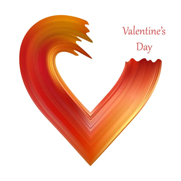 San Valentino cuore forma di spazzola liquida. Colore valentino flusso di vernice isolato su bianco. Illustrazione vettoriale — Vettoriale Stock