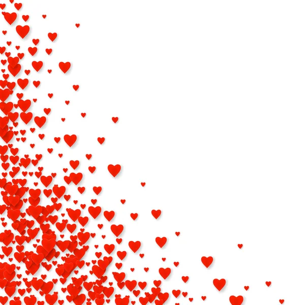 Tarjeta de patrón de San Valentín con corazón rojo cayendo. Símbolo de amor aislado en blanco. Ilustración vectorial — Vector de stock