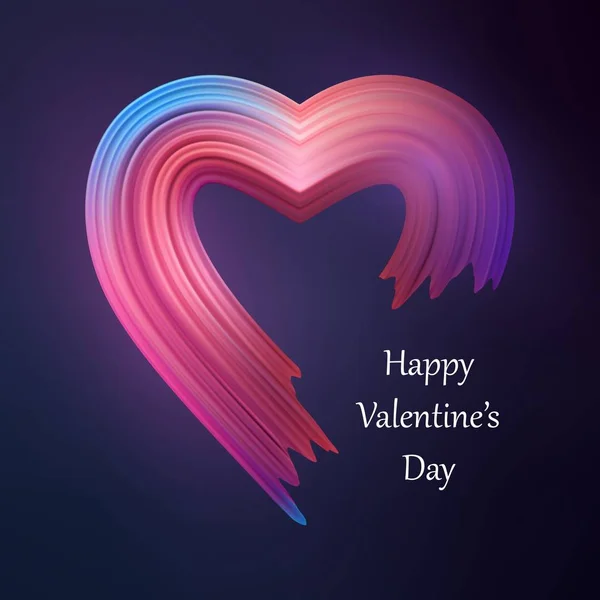 Happy Valentines heart liquid brush shape. Color valentine paint flow. Vector illustration — 스톡 벡터