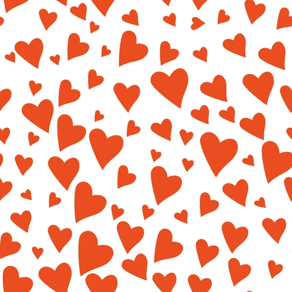 Valentines day hearts seamless pattern. Hand drawn red heart background. Vector illustration