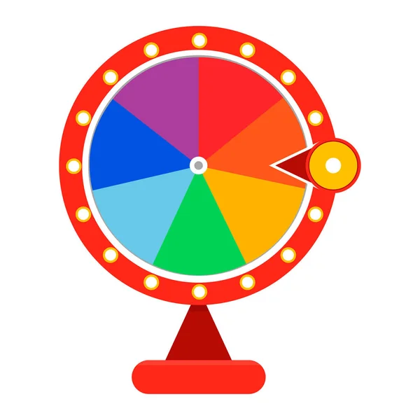 Cartoon wheel fortune lottery design element. Spinning lucky fortune isolated on white. Vector illustration — 스톡 벡터