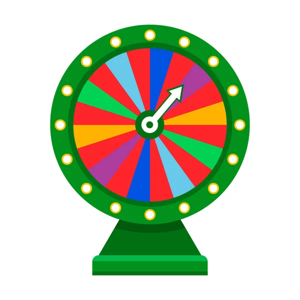 Cartoon wheel fortune lottery design element. Spinning lucky fortune isolated on white. Vector illustration — 스톡 벡터