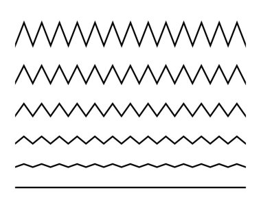 Zigzag seamless wave lines set. Wavy wiggly black horizontal line with edge. Frame underlines stroke. Vector illustration isolated on white