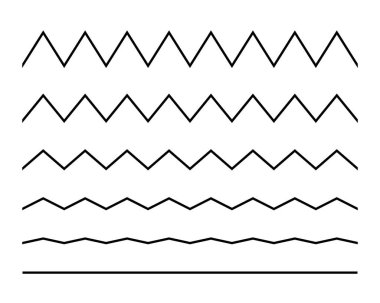 Zigzag seamless wave lines set. Wavy wiggly black horizontal line with edge. Frame underlines stroke. Vector illustration isolated on white