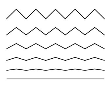 Zigzag seamless wave lines set. Wavy wiggly black horizontal line with edge. Frame underlines stroke. Vector illustration isolated on white