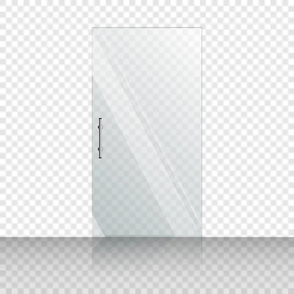 Transparent glass door isolated on transparent background. Store glass mock up door. Entrance clear glass door for office. Vector illustration — Stock Vector