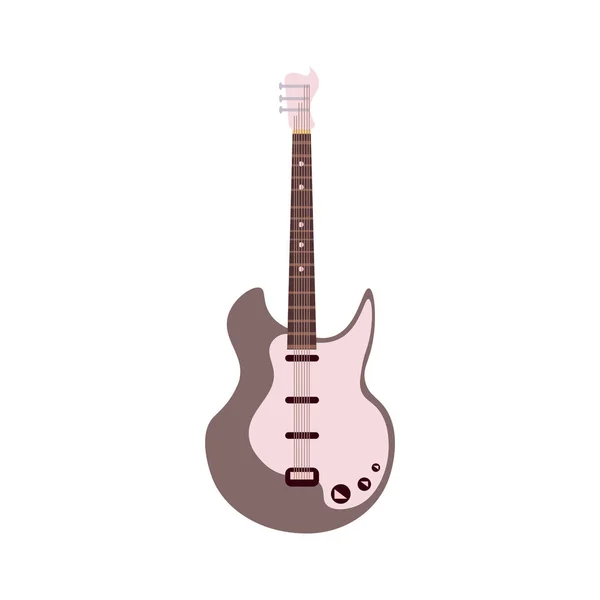 Guitare électrique à cordes isolée sur fond blanc. Instruments de musique de bande dessinée en style plat. Guitare icône mignonne. Illustration vectorielle — Image vectorielle