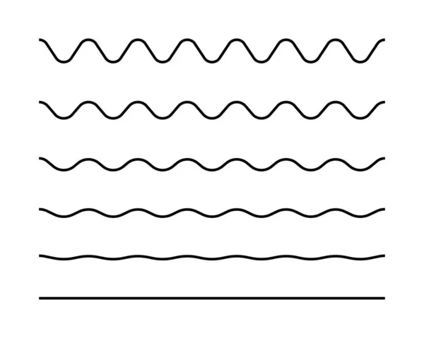Зигзаг бесшовные волновые линии установлены. Волнистая волнистая черная горизонтальная линия с краем. Рамка подчеркивает инсульт. Векторная иллюстрация изолирована на белом — стоковый вектор