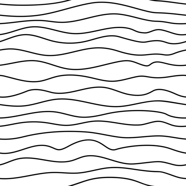 Nahtlose Wellenlinien-Muster. Wellenförmige schwarze waagerechte Zickzacklinie mit Rand. Rahmen unterstreicht Strichsatz. Vektor-Illustration isoliert auf Weiß — Stockvektor