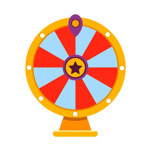 Cartoon wheel fortune lottery design element. Spinning lucky fortune isolated on white. Vector illustration — 스톡 벡터