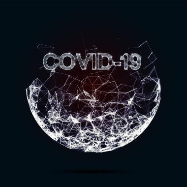 Corona virüsü 3D çokgen metin. Virüs enfeksiyonları salgını. Siyah arka planda düşük polimerli pankart. Vektör sağlık Coronavirüs İllüstrasyonu