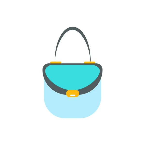 Femme sac à main plat icône, sac bleu moderne isolé sur blanc. Illustration du sac à main vectoriel — Image vectorielle