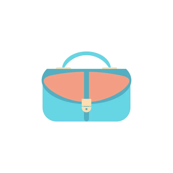 Women handbag flat icon, Blue modern bag isolated on white. Vector hand bag illustration — Stock Vector