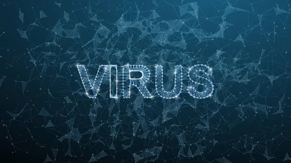 Corona virus 3d texte polygonal. Bande épidémique d'infections virales sur fond bleu. Illustration du coronavirus vectoriel — Image vectorielle