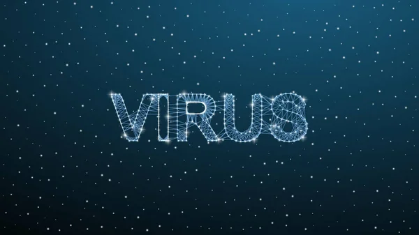 Koronový virus 3d polygonální text. Virové infekce epidemie prapor na modrém pozadí. Vektorová zdravotní koronavirová ilustrace — Stockový vektor