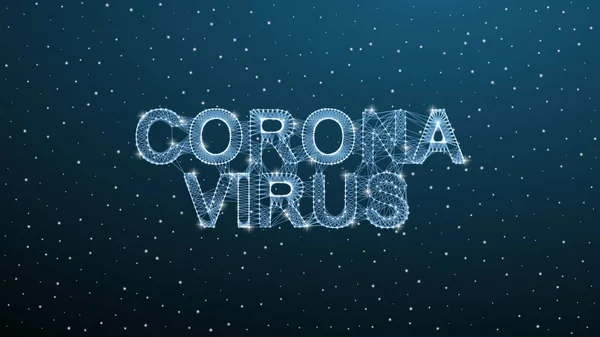 Ιός Corona 3d πολυγωνικό κείμενο. Επιδημία λοιμώξεων ιών σε μπλε φόντο. Vector υγειονομική περίθαλψη coronavirus απεικόνιση — Διανυσματικό Αρχείο