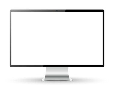 Bilgisayar ekranı beyazda izole edildi. Gerçekçi ekran izleyici Vektör illüstrasyonu