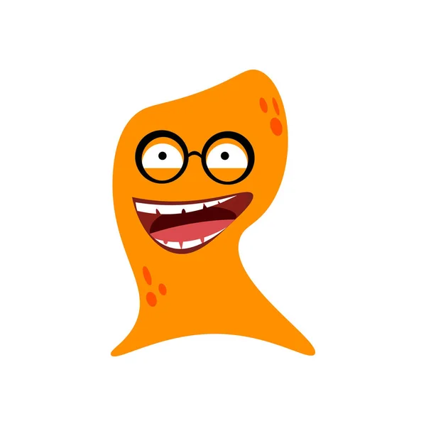 Cartoon plana feliz monstruos icono naranja. Los niños juguetean con un monstruo lindo. Ilustración de vectores — Archivo Imágenes Vectoriales