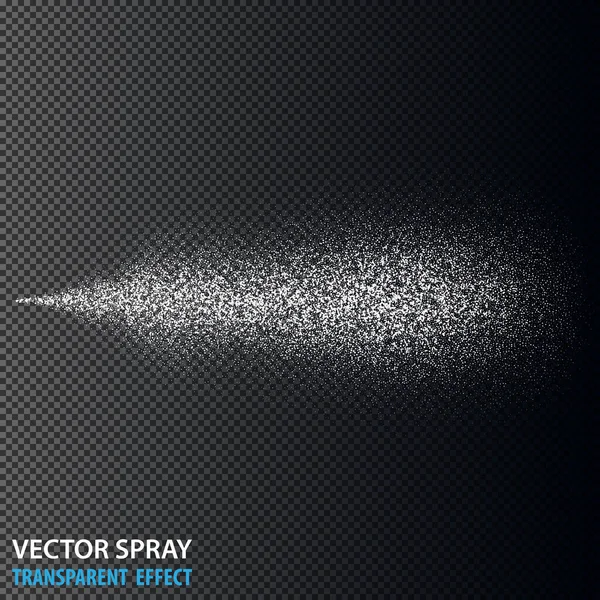 Transparent water spray cosmetic set with dust and dots. White 3d fog spray effect isolated on background. Vector spray smoke effect — Stock Vector