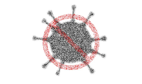 停止Corona病毒COVID-19半色调点符号。在白色背景下分离出的病毒感染流行元素。矢量冠状病毒图解 — 图库矢量图片