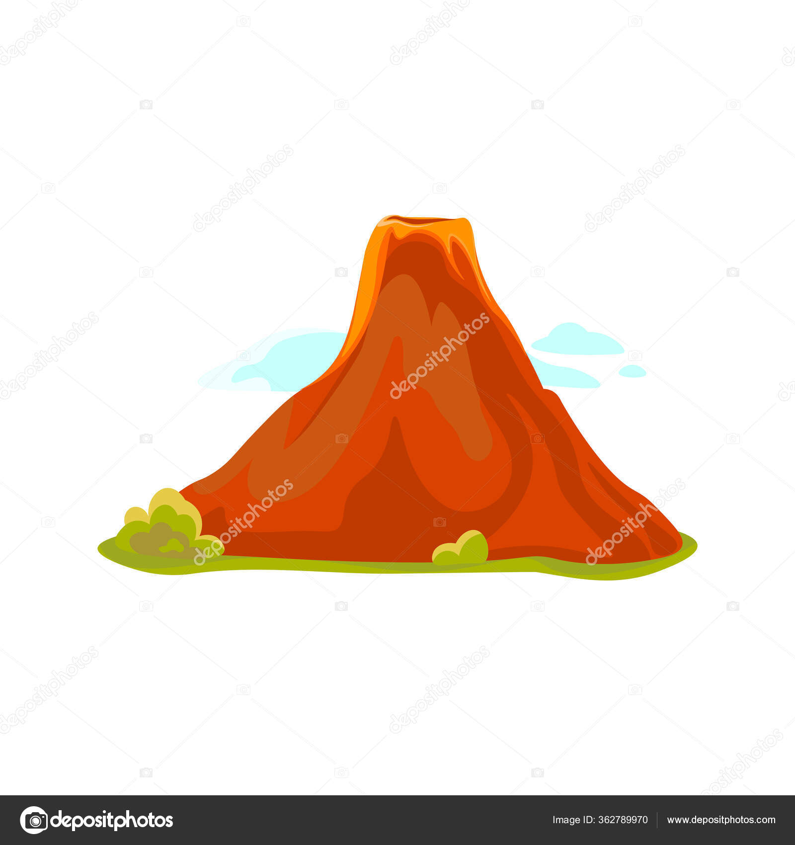 Kartun Gunung Berapi Panas Dengan Magma Dan Lava Ikon Gunung Batu Vulcano Terisolasi Pada Warna Putih Ilustrasi Vektor Stok Vektor Whilerests 362789970