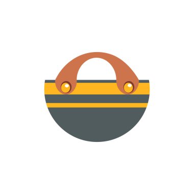 Kadın çanta düz simgesi, mavi modern çanta beyaz üzerine izole edilmiş. Vektör el çantası illüstrasyonu