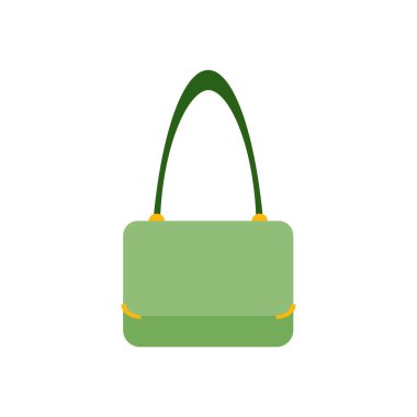 Kadın çanta düz simgesi, mavi modern çanta beyaz üzerine izole edilmiş. Vektör el çantası illüstrasyonu