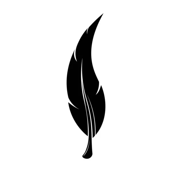 Piume penna nero icona silhouette. Logo in piuma d'oca leggero contorno. Illustrazione vettoriale — Vettoriale Stock