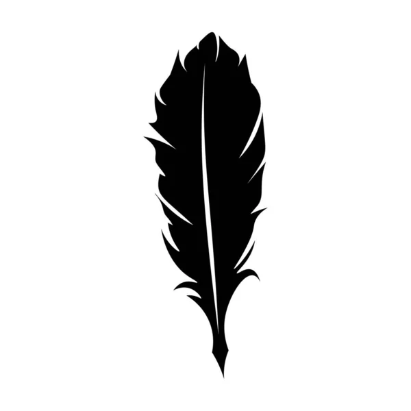 Plumes crayons icône noire silhouette. Logo oie légère plumes contour. Illustration vectorielle — Image vectorielle