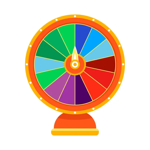 Cartoon wheel fortune lottery design element. Spinning lucky fortune isolated on white. Vector illustration — Stock Vector