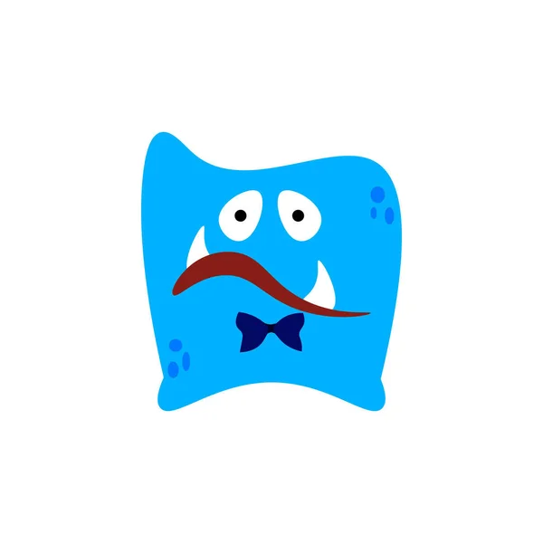 Cartoon plano decepcionado monstruos icono azul. Los niños juguetean con un monstruo lindo. Ilustración de vectores — Archivo Imágenes Vectoriales