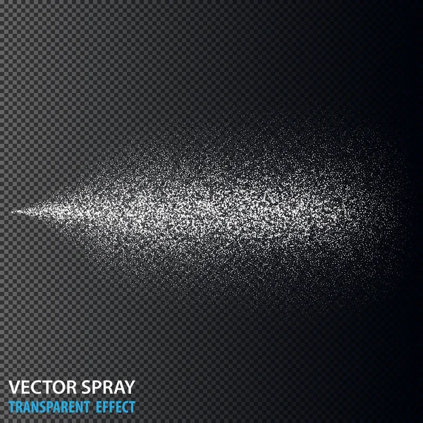 Transparent water spray cosmetic set with dust and dots. White 3d fog spray effect isolated on background. Vector spray smoke effect — Stock Vector