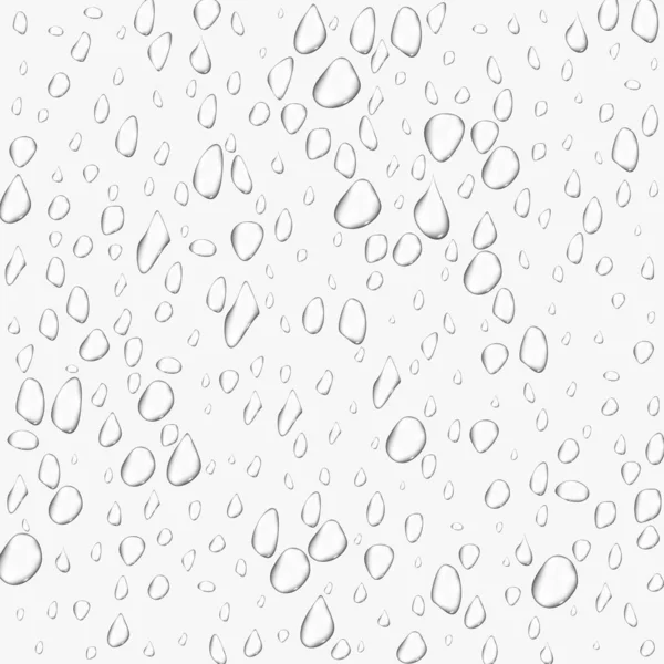 Diferentes gotas de agua transparentes. superficie de condensación de gota de burbuja de vidrio sobre fondo aislado. Salpicadura de gota limpia vectorial — Vector de stock