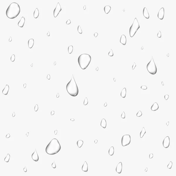 Diferentes gotas de agua transparentes. superficie de condensación de gota de burbuja de vidrio sobre fondo aislado. Salpicadura de gota limpia vectorial — Vector de stock