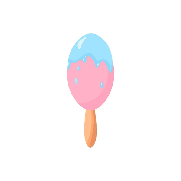 Zmrzlinově růžové jídlo izolované na bílém. Cartoon doodle wafle cone zmrzlina. Vektorový ilustrační dort — Stockový vektor