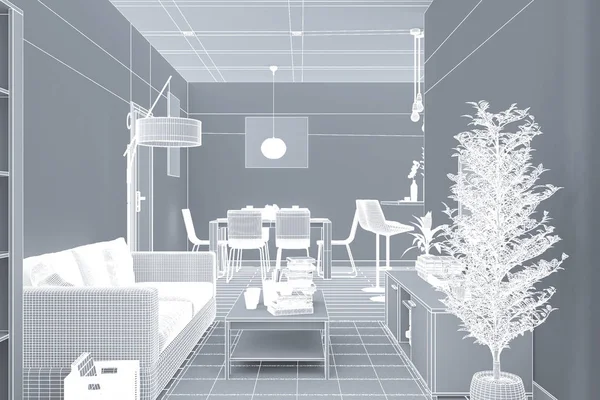 3D rendu intérieur d'un appartement — Photo