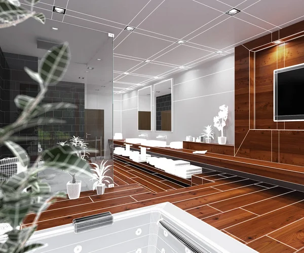 3D vykreslování interiéru moderní koupelny — Stock fotografie