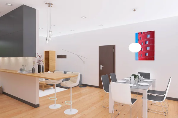 3D vykreslování interiéru bytu — Stock fotografie