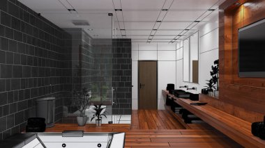 3D iç işleme modern bir banyo