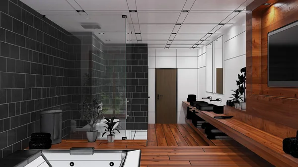 3D Rendering interno di un bagno moderno — Foto Stock