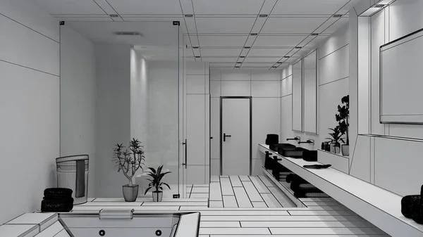 3D iç işleme modern bir banyo — Stok fotoğraf