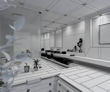 3D iç işleme modern bir banyo